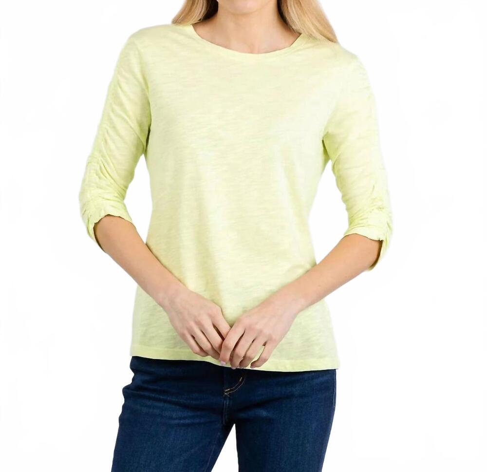 NEW ELLIOTT LAUREN crissy crew neck ruched sleeve tee in mojito